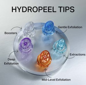 All the Hydrafacial Tips we use during treatment. (Photo credit to Hydrafacial_uk)